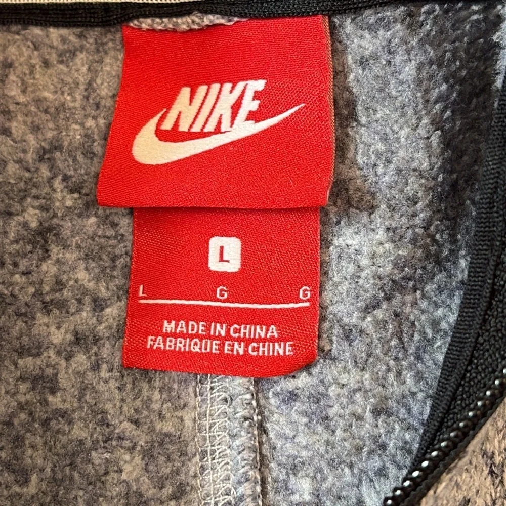 NIKE L Full Zip Fleece Summit Jacket Heather Grey & Black Zipper